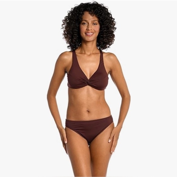 La Blanca Other - La‎ Blanca Island Goddess Twist Underwire Bikini Top Java Brown Size 14 NEW